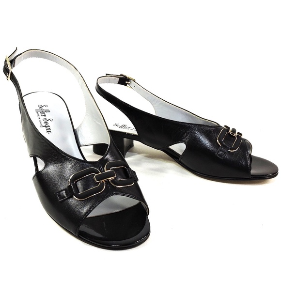 SOFFICE SOGNO 🇮🇹 WOMEN'S BLACK SOFT LEATHER COMFORT SUMMER SANDALS